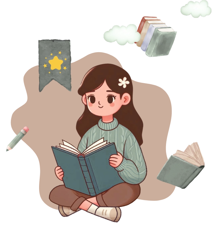 Reading girl illustration